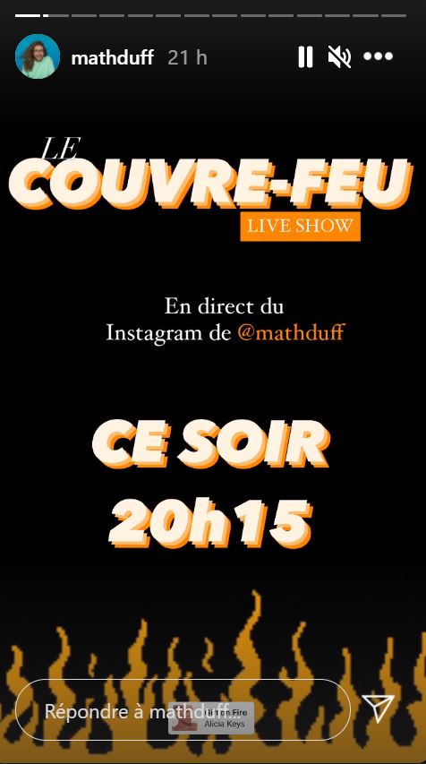 Mathieu Dufour a animé un tout nouveau live, Le couvre-feu live show!