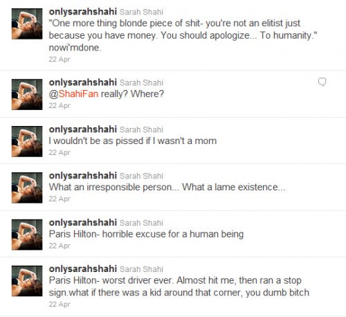Accident de voiture évité: Sarah Shahi insulte Paris Hilton sur Twitter