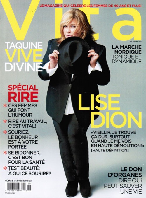 Lise Dion avec ses nouveaux cheveux blonds sur le cover de Vita