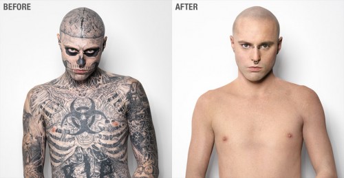 Zombie Boy retire ses tatouages pendant une journée de tournage!