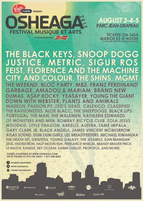 Osheaga 2012 - The Black Keys, Metric, Snoop Dogg, Feist, Florence + The Machine