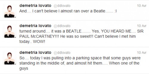 Demi Lovato a failli écraser Paul McCartney
