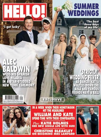 Alec Baldwin et Hilaria Thomas en couverture du magazine Hello! - Mariage