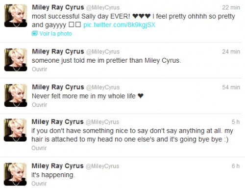 Miley Cyrus se coupe les cheveux courts
