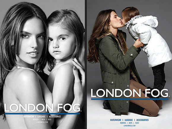 Alessandra Ambrosio et sa fille Anja dans une publicité de London Fog