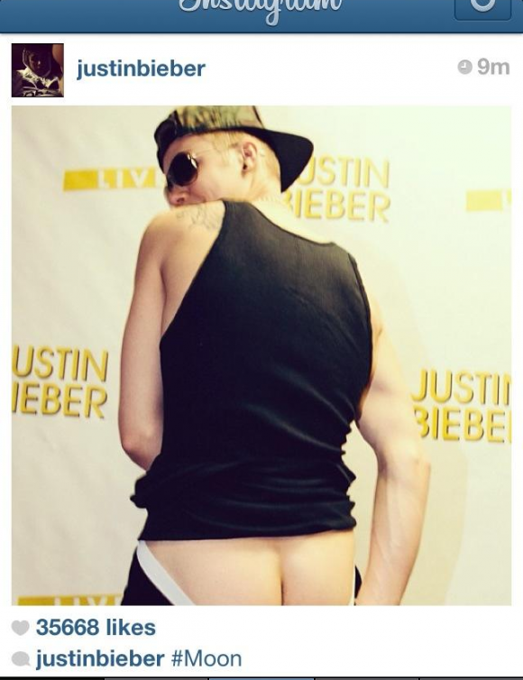 Justin Bieber publie sa craque de fesses sur Instagram