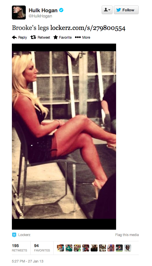 Hulk tweete une photo des jambes de sa fille Brooke et crée une controverse