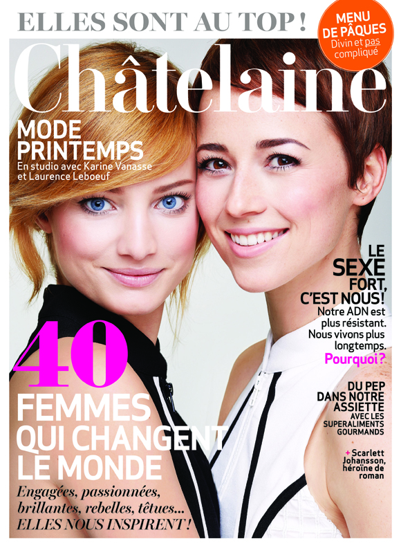 Karine Vanasse et Laurence LeBoeuf sur le cover du Châtelaine