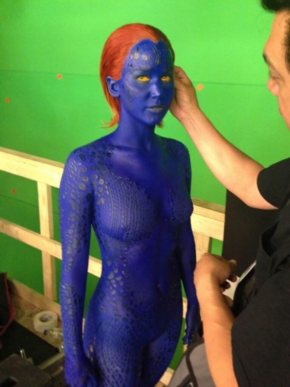 Jennifer Lawrence à Montréal en Mystique pour le tournage de X-Men