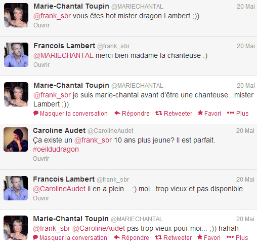 Marie-Chantal Toupin et François Lambert se sont embrassés au Tweetaide