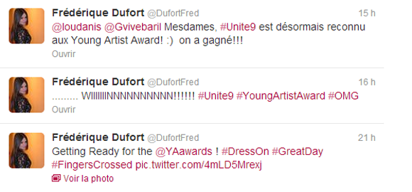 Young Artist Awards - Frédérique Dufort est récompensée