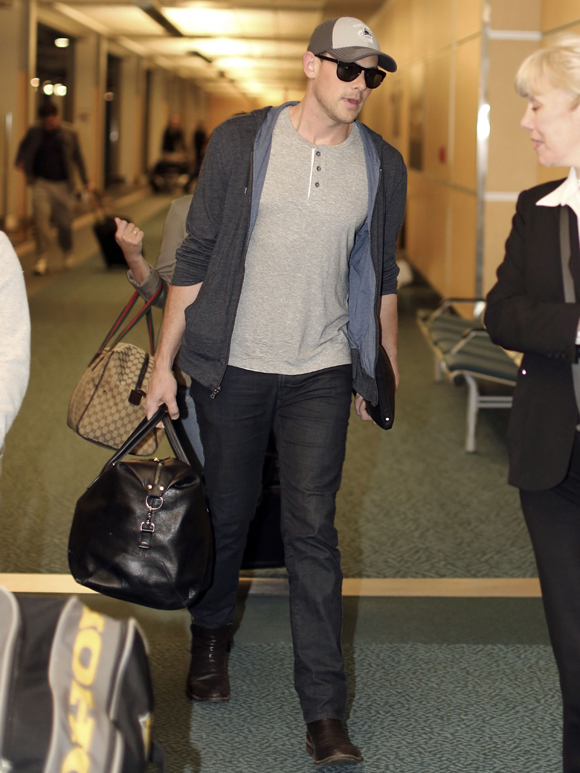 Cory Monteith and Lea Michele Fly Out of Vancouver
