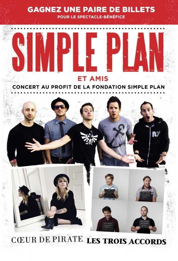 CONCOURS â€“ Gagnez une PAIRE de billets pour le spectacle-bénéfice SIMPLE PLAN et amis