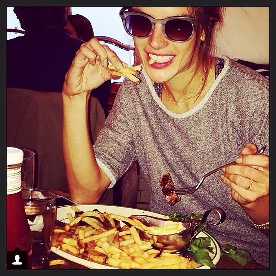 Alessandra-Ambrosio-chowed-down-steak-french-fries-NYC-Pastis-restaurantSource-Instagram-user-alessandraambrosio