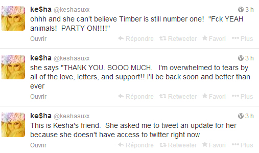 Ke$ha envoie un message à ses fans de cure de réhabilitation