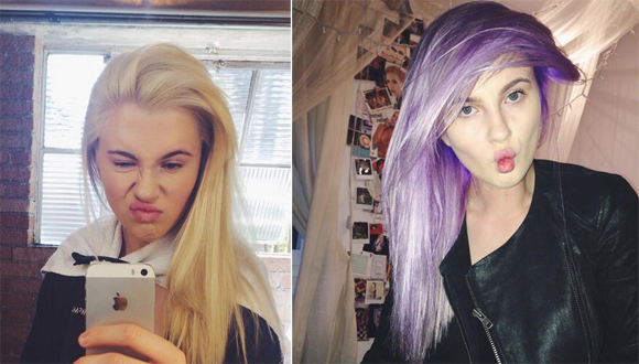 Ireland Baldwin se teint les cheveux en violet