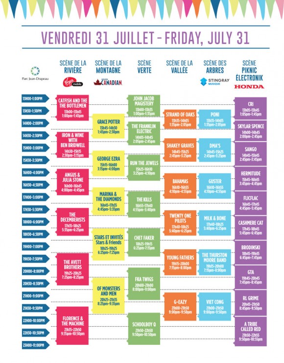 Osheaga dévoile son horaire quotidien