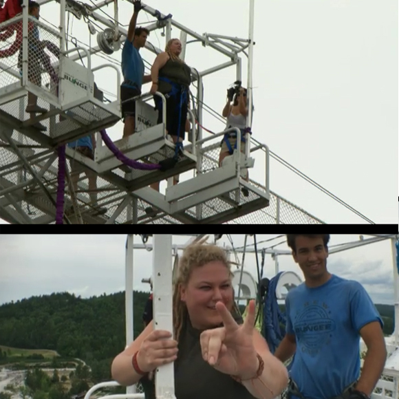 Stéphanie St-Jean de La Voix saute en bungee