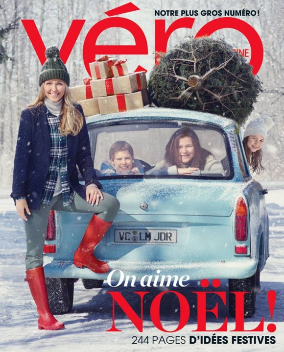 Véronique Cloutier et ses enfants sur le numéro de Noël du magazine Véro.